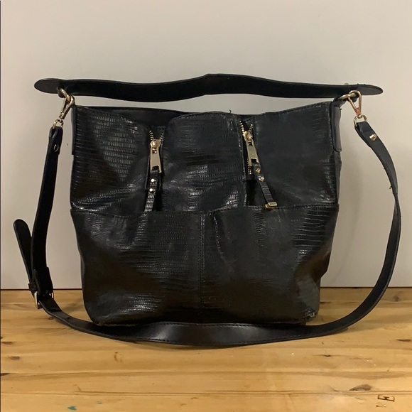 Zara Basic Collection leather and faux lizard  bag - Picture 1 of 8